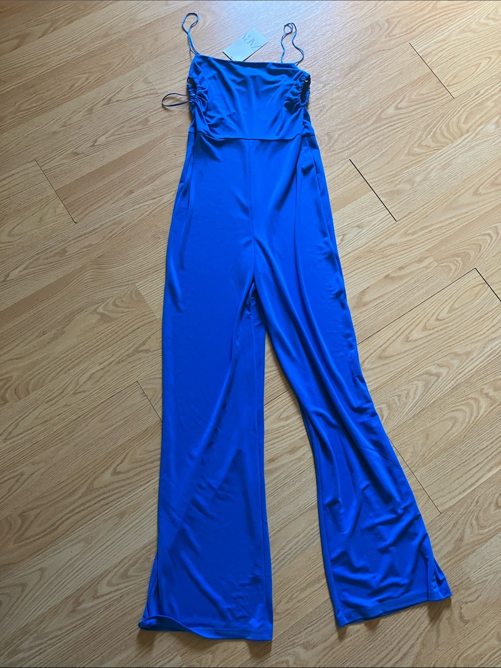 Zara Cobalt Wide-Leg Spaghetti Strap Jumpsuit